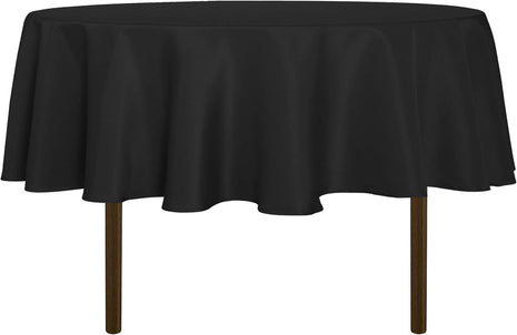 sancua Round Tablecloth   60 Inch   Water Resistant Spill Proof Washable Polyester Table Cloth Decorative Fabric Table Cover for Dining, Buffet Parties and Camping, Black (Fits 20 48 Inch Tables)