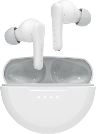 Belkin SoundForm Nano 2 Bluetooth Earbuds for Kids with Built-in Microphone, 28H Battery Life, Safe 85dB Volume, IPX5 Water Resistance - Kids Bluetooth Earbuds for iPhone, iPad, Galaxy, & More - White
