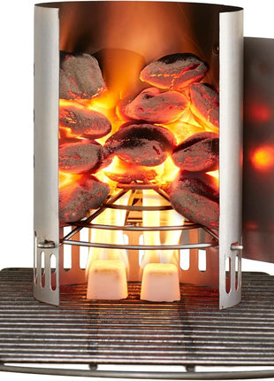 Weber Rapidfire Compact Chimney Starter – Charcoal Grill Accessory That Lights Coals in Under 15 Minutes, Ideal for Smaller Grills (Smokey Joe & Jumbo Joe)