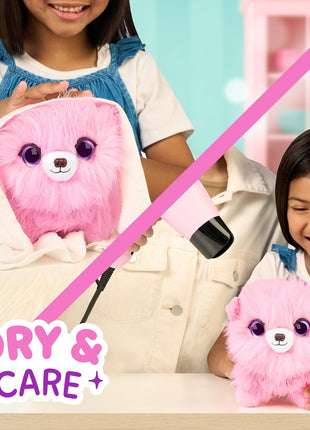 ScruffaLuvs Pink Surprise Pet, Mystery Plush Toy, Wash to Reveal | Wash to reveal 1 of 3 rescue pets, includes deluxe carrier & comb; plush toys for girls ages 3+, gift