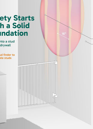Cumbor 29.2–43" Baby Gate for Stairs, Hardware Mounted (Drill Required), Expandable No Bottom Bar Dog Gate, Auto Close Extra Wide Walk Thru, Pet & Toddler Proof Gate, Top & Bottom of Stairways(Black)
