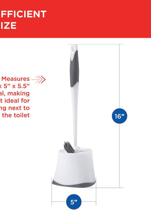 Clorox Under Rim Toilet Bowl Brush with Corner Storage Caddy, 16 x 5 x 5.5 in