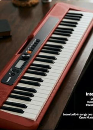 Casio Casiotone CT S200RD ? 61 Key Portable Keyboard for Beginners | 400 Tones, 77 Rhythms, LCD Display, Dance Music Mode, USB MIDI, Stereo Speakers | Includes Power Supply & Music Rest | Red