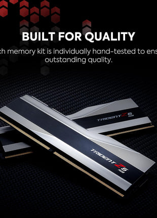 G.SKILL Trident Z5 RGB Series DDR5 RAM (Intel XMP 3.0) 48GB (2x24GB) 7200MT/s CL36-46-46-115 1.35V Desktop Computer Memory U-DIMM - Metallic Silver (F5-7200J3646F24GX2-TZ5RS)