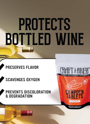 Craft A Brew - Campden Tablets - Sodium Metabisulfite - Sterilant for Winemaking - Ideal for Traditional Grape Wines - Crafting Fruit Wine, Cider - 50 Count