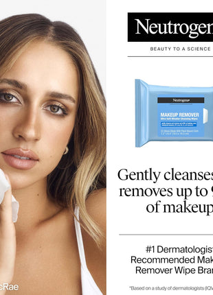 Neutrogena Makeup Remover Wipes Micellar Alcohol-Free Face Towelettes Remove Waterproof Mascara & Oil, Compostable 100% Plant-Based Cloth, Dermatologist & Ophthalmologist Tested, Twin Pack 2 x 25 ct