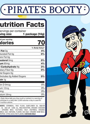 Pirate's Booty Aged White Cheddar Cheese Puffs, Gluten-Free, Kids Snacks, 0.5oz (24ct)