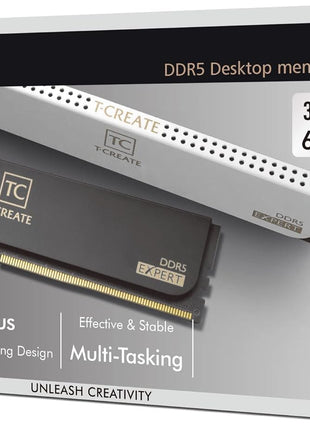 TEAMGROUP T-Create Expert CL32 Overclocking 10L DDR5 32GB Kit (2 x 16GB) 6400MHz (PC5-51200) Intel XMP 3.0 & AMD Expo Compatible Desktop Memory Module Ram White - CTCWD532G6400HC32ADC01