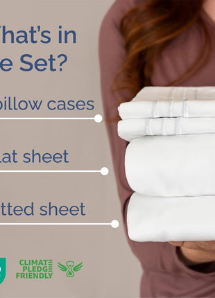 Queen Size 4 Piece Sheet Set - Comfy Breathable & Cooling Sheets - White | Hotel Luxury Bed Sheets for Women & Men, Deep Pockets, Easy-Fit, Extra Soft and Wrinkle Free Sheets, Oeko-Tex Bed Sheet Set