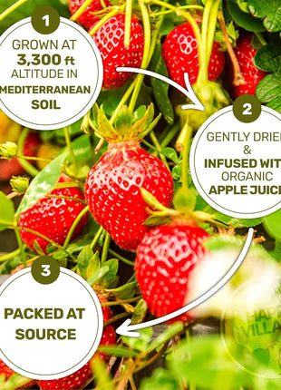Happy Village Organic Whole Dried Strawberries, 18 OZ Resealable Pack- Soft & Juicy, Kosher, Non-GMO, No Refined Sugar, Apple Juice Infused Dried Strawberry