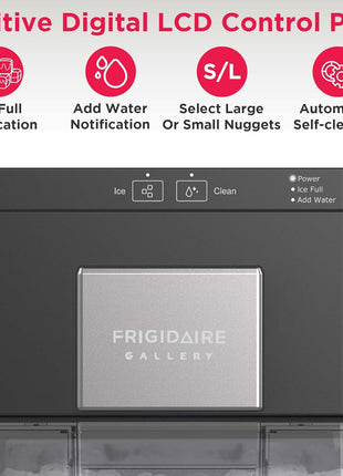 FRIGIDAIRE Gallery Countertop Crunchy Chewable Nugget Ice Maker, 44lbs per Day, Auto Self Cleaning, 2.0 Gen, Black