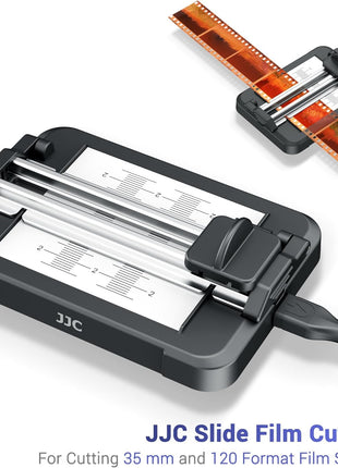 JJC Negative Slide Film Cutter for 35mm 120 Format Strips for Clean Cutting | Negative Cutter with 11-Level Brightness LED Backlight, USB-C Charging, Precision Marks to Assist with Cutting, Iron Base