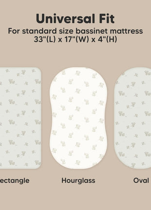 2-Pack Organic Bassinet Sheets for Girls, Boys - 100% Cotton Bassinet Mattress Sheets Compatible with Halo Bassinest Swivel Sleeper, Graco, Baby Delight, Chicco, Unisex Fitted Bassinet Sheets (Elly)