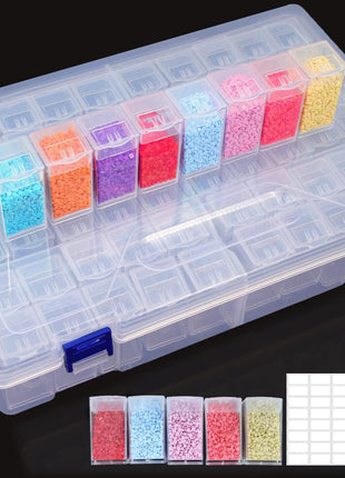 SanerDirect 60 Grids Bead Organizer Box, Diamond Painting Drill Storage Containers, Embroidery Beads Storage Box with Label