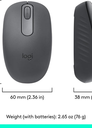 Logitech M196 Compact Ambidextrous Bluetooth Wireless Mouse - Graphite | Bluetooth connectivity, no USB receiver, quiet clicks, 3 non-customizable buttons, 12-month battery life, PC Mac compatible