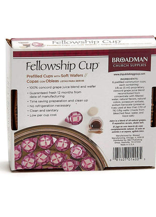 Broadman Church Supplies Pre filled Communion Fellowship Cup, Juice and Wafer Set, 6 Count