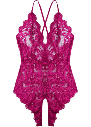Women One Piece Lingerie Sexy Teddy V Neck Bodysuit Lace Nightie (Green, Medium)