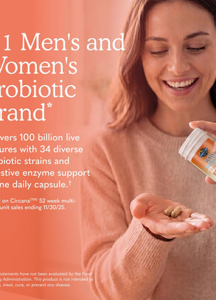 Garden of Life Raw Probiotics for Women and Men with Digestive Enzymes, 100 Billion CFU, Clinically Studied Strains, Shelf Stable, 30 Capsules