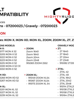 MightyRugged Ariens, Gravely Belt 07200023 Replacement for 52 inch Deck - Belt Length 145.5 inch - Heavy-Duty, Durable, Aramid Cord Belt Fits Ariens Zoom, Zoom XL, IKON, Gravely ZT X & ZTXL Series