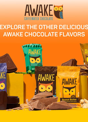 AWAKE - Caffeinated Chocolate Bites - 50mg Caffeine - Variety Pack (3 Flavors), 50 Bites - Peanut Butter, Milk, & Caramel - Energy Bites - Coffee Alternative - Fairtrade, Gluten Free, Non GMO - 0.48oz