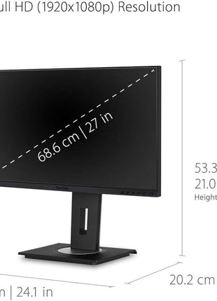 ViewSonic VG2755 27 Inch IPS 1080p Monitor with USB C, HDMI, DisplayPort, VGA and 40 Degree Tilt Ergonomics for Home and Office