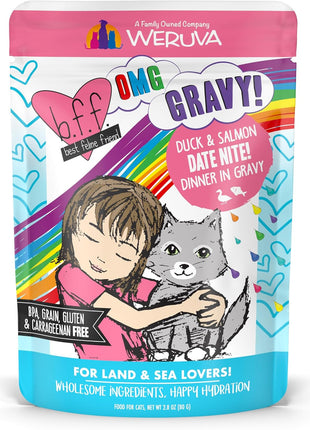 Weruva B.F.F. OMG - Best Feline Friend Oh My Gravy!, Rainbow A Gogo Variety Pack! Cat Food, 3oz Pouch (Pack of 12)