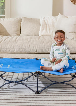 Regalo My Cot® Portable Toddler Bed, Foldable Kids Travel Bed & Camping Cot, Lightweight Sleeping Cot for Toddlers, Indoor/Outdoor, 46.5 inch x 24.5 inch x 9 inch, Royal Blue