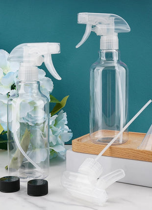 Plastic Spray Bottles Empty Spray Bottle 16.9oz/500ml 2 Pack Heavy Duty Spraying Bottles Mist/Stream Water Bottle for Cleaning Solutions, Essential Oils, Hair (Clear)