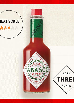 TABASCO Brand Original Red Pepper Hot Sauce, Medium Heat, Glass Bottle, Classic & Versatile Flavor, Three Simple Ingredients, Great for Dips, Tacos, Eggs, Pizza, Oysters & More, 12 Fl Oz (Pack of 1)