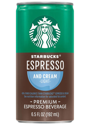 Starbucks Ready to Drink Coffee, Espresso & Cream Light , 6.5oz Cans (12 Pack) (Packaging May Vary)