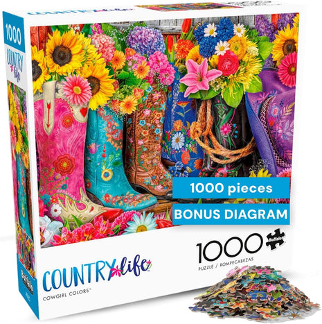 Buffalo Games - Cowgirl Colors - 1000 Piece Jigsaw Puzzle for Adults | Art by Lars Stewart, Made in USA, Recycled Board, Finished Size 26.75 x 19.75 in, Includes Poster, Giftable, Frameable Art