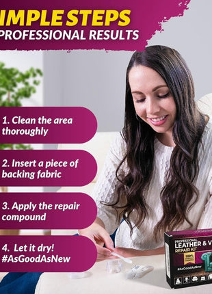 Coconix Leather & Vinyl Repair Kit | Fix Tears, Holes, Scratches, and Peeling on Leather and Vinyl Furniture, Car Seats, and Jackets | Easy Application with Customizable Colors