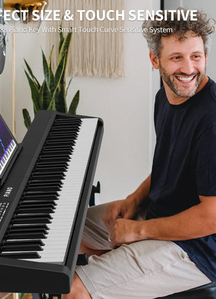 Digital Piano 88 Key Full Size Semi Weighted Electronic Keyboard Piano Set with Stand,Built-In Speakers,Electric Piano Keyboard with Sustain Pedal,Bluetooth,MIDI/USB/MP3 for Beginners Adults-A1