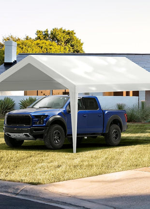 VEVOR Carport Replacement Canopy Cover 10 x 20 ft, Garage Top Tent Shelter Tarp Heavy-Duty Waterproof & UV Protected, Easy Installation with Ball Bungees,White (Only Top Cover, Frame Not Include)