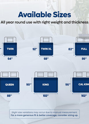 Utopia Bedding Comforters Queen Size, All Season Duvet Insert, Down Alternative Box Stitched Bed Comforter with Corner Tabs, Machine Washable (White)