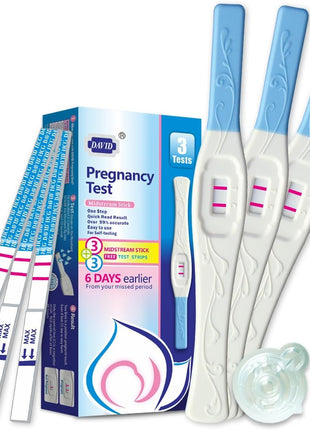 DAVID HCG Urine Pregnancy Test Strips, Early Result Test Kit, 6 Count | Sensitive HCG hormone testing with clear visual results, hygienic strip design, and simple dip-and-read operation