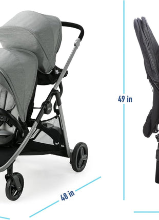 Graco Ready2Grow LX 2.0 Double Stroller, Twin Baby Stroller Features Bench Seat and Standing Platform Options, Compact Fold Perfect for Baby Travel, Clark