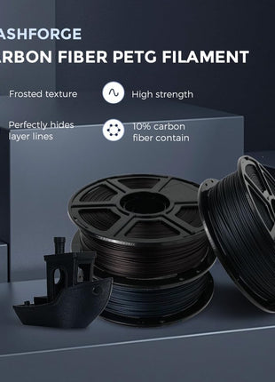 FLASHFORGE Carbon Fiber PETG Filament 1.75mm, Carbon Fiber PETG 3D Printer Filament, 1KG Spool Dimensional Accuracy  0.02mm, Lightweight & Heat-Resistant & Moisture Free (Black)