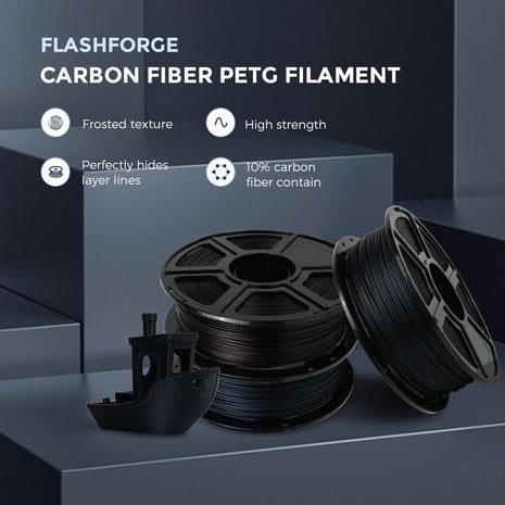 FLASHFORGE Carbon Fiber PETG Filament 1.75mm, Carbon Fiber PETG 3D Printer Filament, 1KG Spool Dimensional Accuracy  0.02mm, Lightweight & Heat-Resistant & Moisture Free (Black)