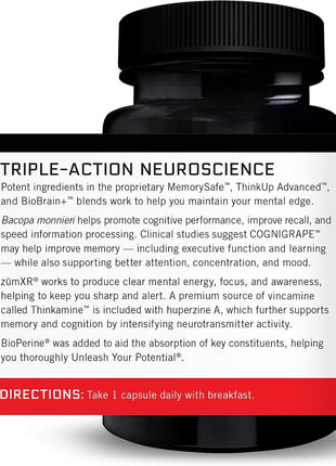 Forebrain Nootropic Brain Supplement to Improve Memory, Boost Focus, Increase Mental Energy, and Support Brain Health with Caffeine, Bacopa, and Huperzine A, Force Factor, 30 Capsules (Pack of 2)