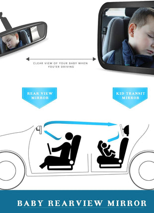 Baby Car Mirror, DARVIQS Car Seat Mirror, Safely Monitor Infant Child in Rear Facing Cars Seat, Wide View Shatterproof Adjustable Acrylic 360°for Backseat, Crash Tested and Certified for Safety