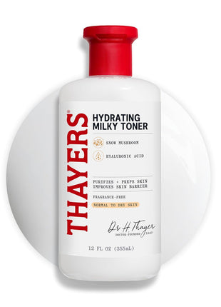 THAYERS Milky Face Toner Skin Care with Snow Mushroom Tremella and Hyaluronic Acid, Natural Gentle Facial Toner, for Dry and Sensitive Skin, 355mL