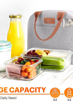 Lunch Bag for Women & Men Adult Insulated Lunch Box, Small Leakproof Cooler Food Lunch Containers Reusable High Capacity Lunch Tote Bags for Work, Travel, Outdoor (Grey)