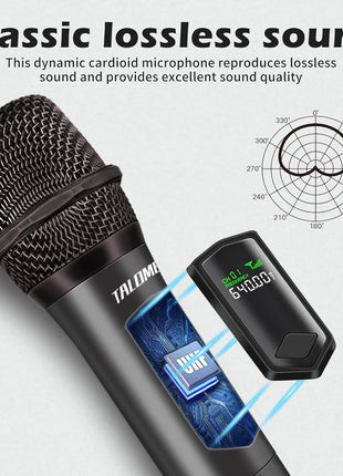 talomen Wireless Microphone,Professional Dual Handheld Cordless Dynamic Mic System with Rechargeable Receiver(160 Ft),Karaoke Microphone Set for Singing,Karaoke,Wedding,DJ,Party,Speech,Church,K60-2