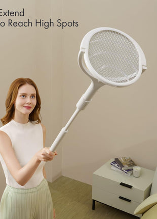 GeckoMan Rotating Head Electric Fly Swatter Racket Rechargeable Bug Zapper Racket Bug Zapper Indoor Fly Zapper Mosquito Zapper Flies Killer for Indoors, with a Telescopic Extension