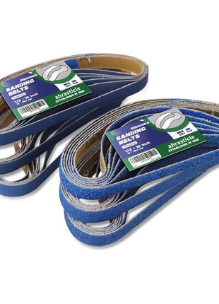 1/2 inch x 18 inch Zirconia Sanding Belts for Metal, 1/2 x 18 Inch Zirconia Metal Grinding Sand Paper, 36 PCS 6 Each of 40/60/80/120/180/240 Assorted Grits, Perfect for Metal Polishing, Derusting, Woodworking