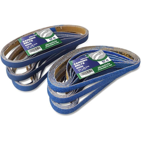 1/2 inch x 18 inch Zirconia Sanding Belts for Metal, 1/2 x 18 Inch Zirconia Metal Grinding Sand Paper, 36 PCS 6 Each of 40/60/80/120/180/240 Assorted Grits, Perfect for Metal Polishing, Derusting, Woodworking