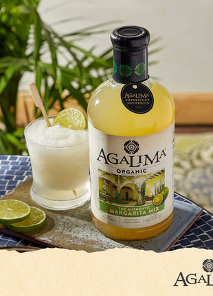 Agalima Authentic Organic Margarita Drink Mix, All Natural, 1 Liter (33.8 Fl Oz) Glass Bottle