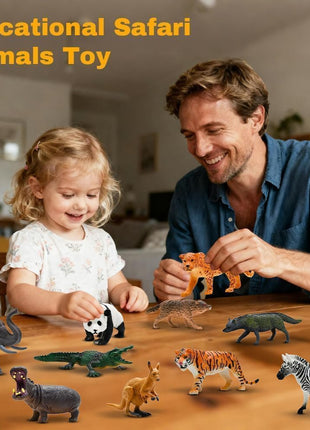 Safari Animals Figures Toys, Realistic Wild Zoo Animal Figurines, Plastic African Jungle Animals Playset for Kids Toddlers, 21Pcs Safari Toys Birthday Gifts for Boys Girls