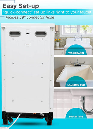 BLACK+DECKER 18-Inch Portable Dishwasher, Energy Star, BPD8W, White | 8-Place Setting Capacity, Mobile Dish Washer with 6 Wash Programs, LED Display, Stainless Steel Tub